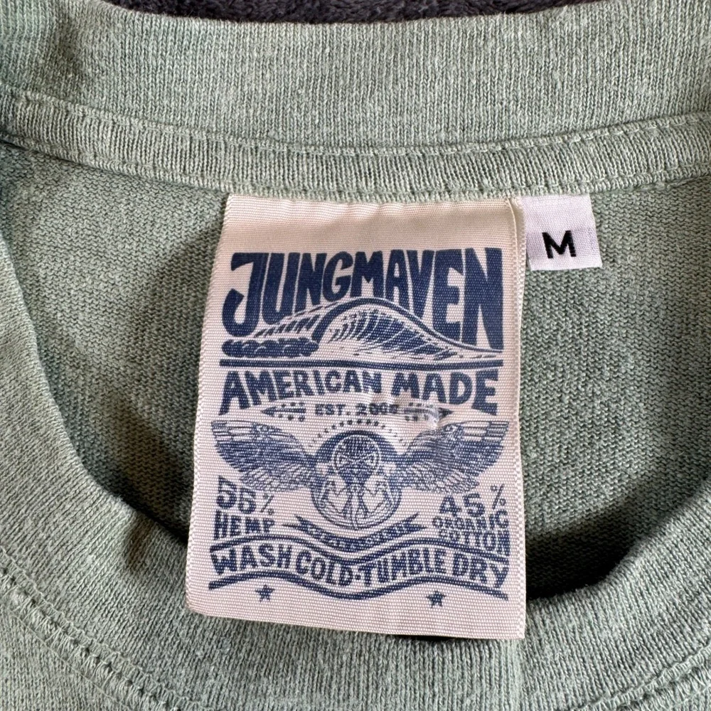 Jungmaven Mens Long Sleeve Hemp Organic Cotton Shirt Sage Green Size M USA Made